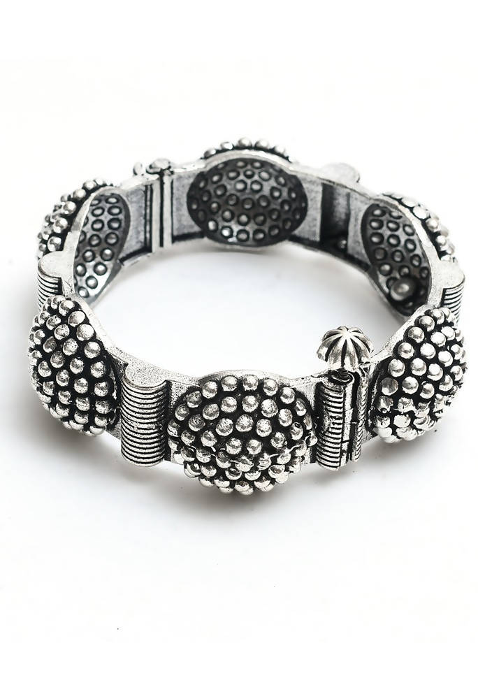 Mominos Fashion Kamal Johar Oxidised German Silver Bangles Set 
