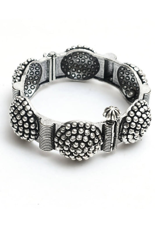 Mominos Fashion Kamal Johar Oxidised German Silver Bangles Set 