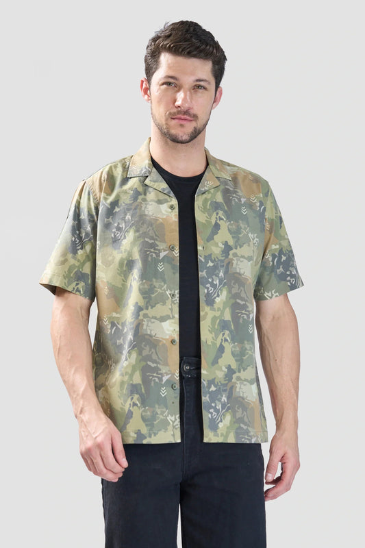 Xkind Olive Abstract Printed Relaxed Fit Shirt  Grab2Buy Xkind Grab2Buy