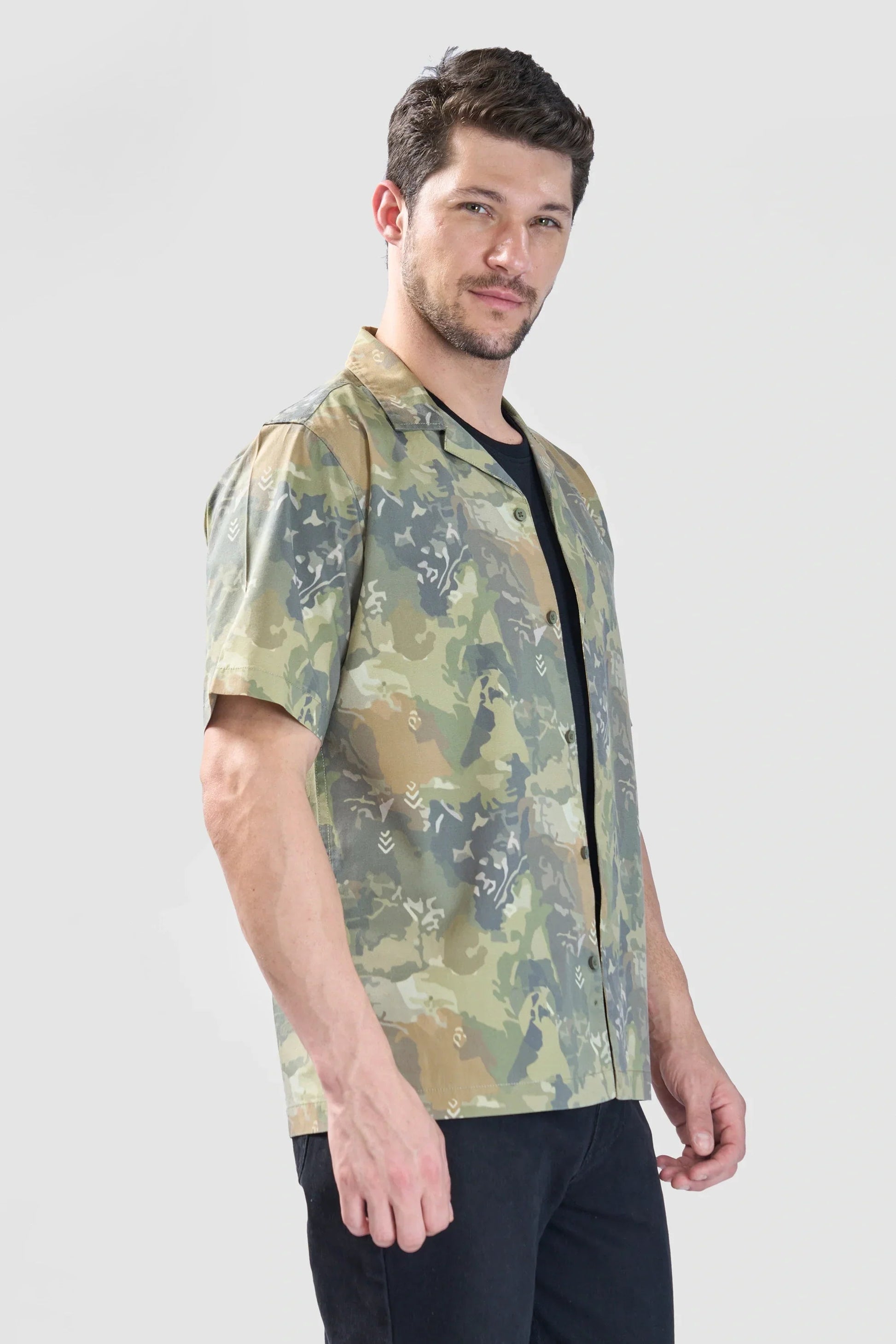 Xkind Olive Abstract Printed Relaxed Fit Shirt  Grab2Buy Xkind Grab2Buy