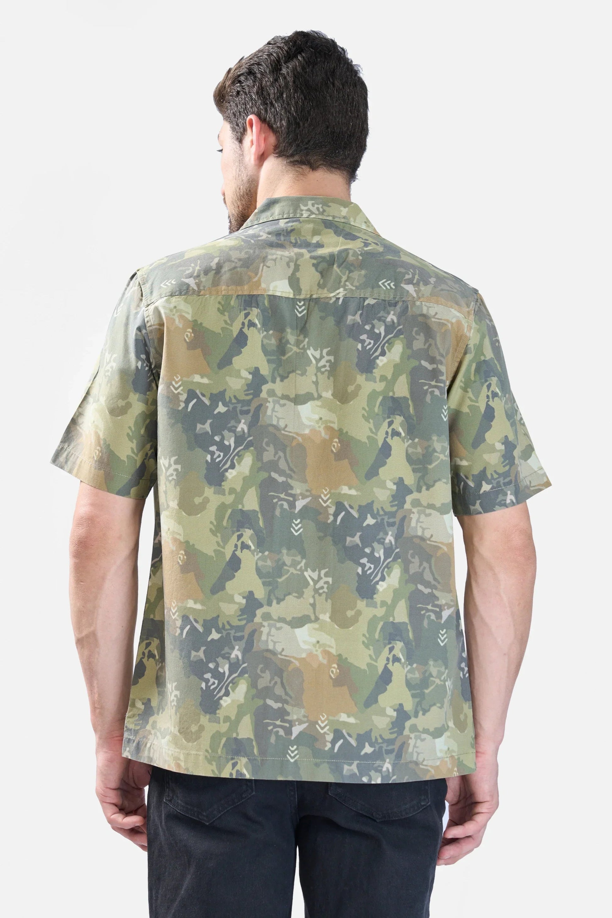 Xkind Olive Abstract Printed Relaxed Fit Shirt  Grab2Buy Xkind Grab2Buy