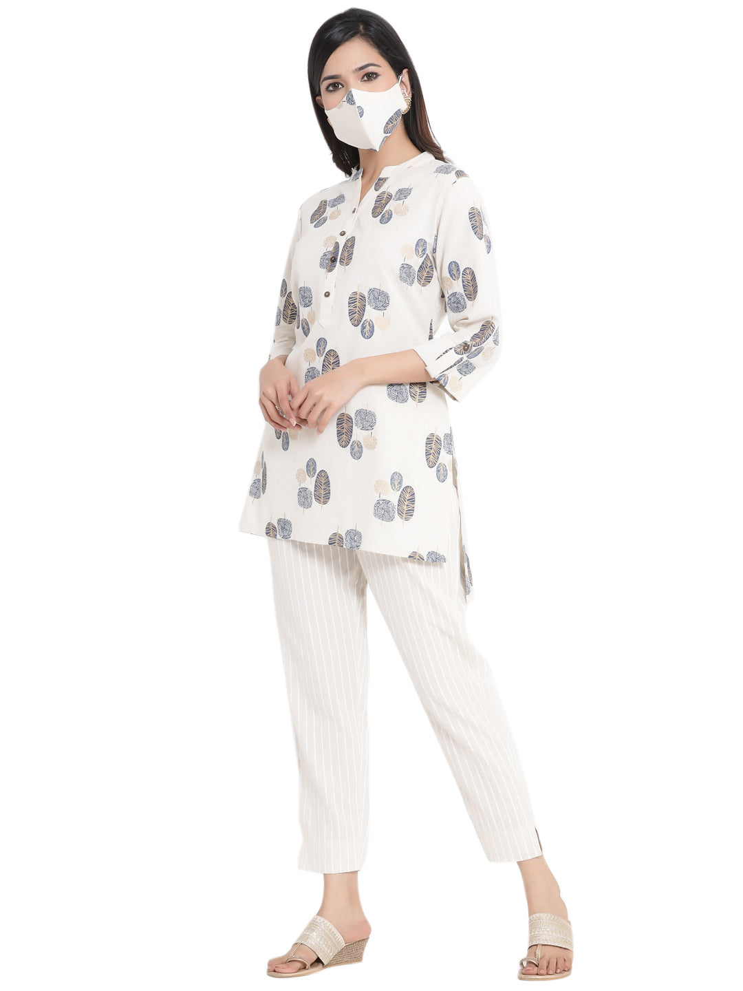 Juniper Women Natural Cotton Flex Printed High-Low Kurta