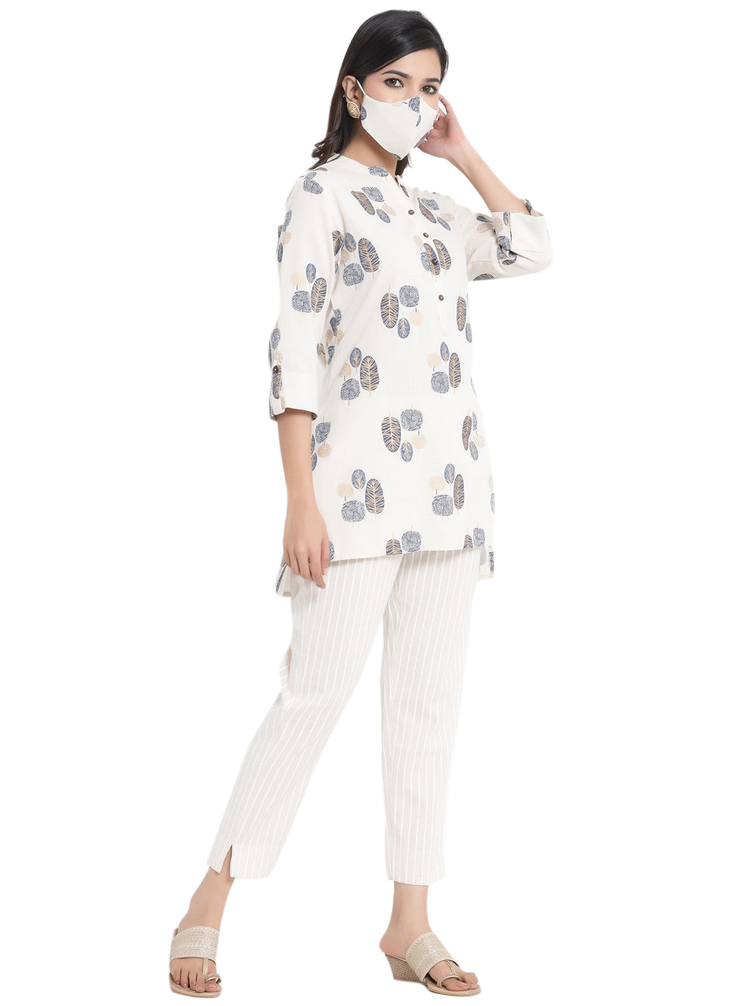 Juniper Women Natural Cotton Flex Printed High-Low Kurta