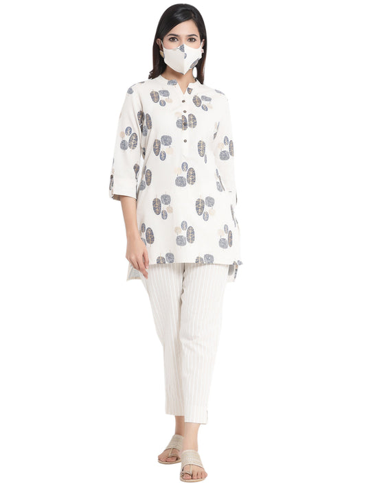 Juniper Women Natural Cotton Flex Printed High-Low Kurta - Grab2buy