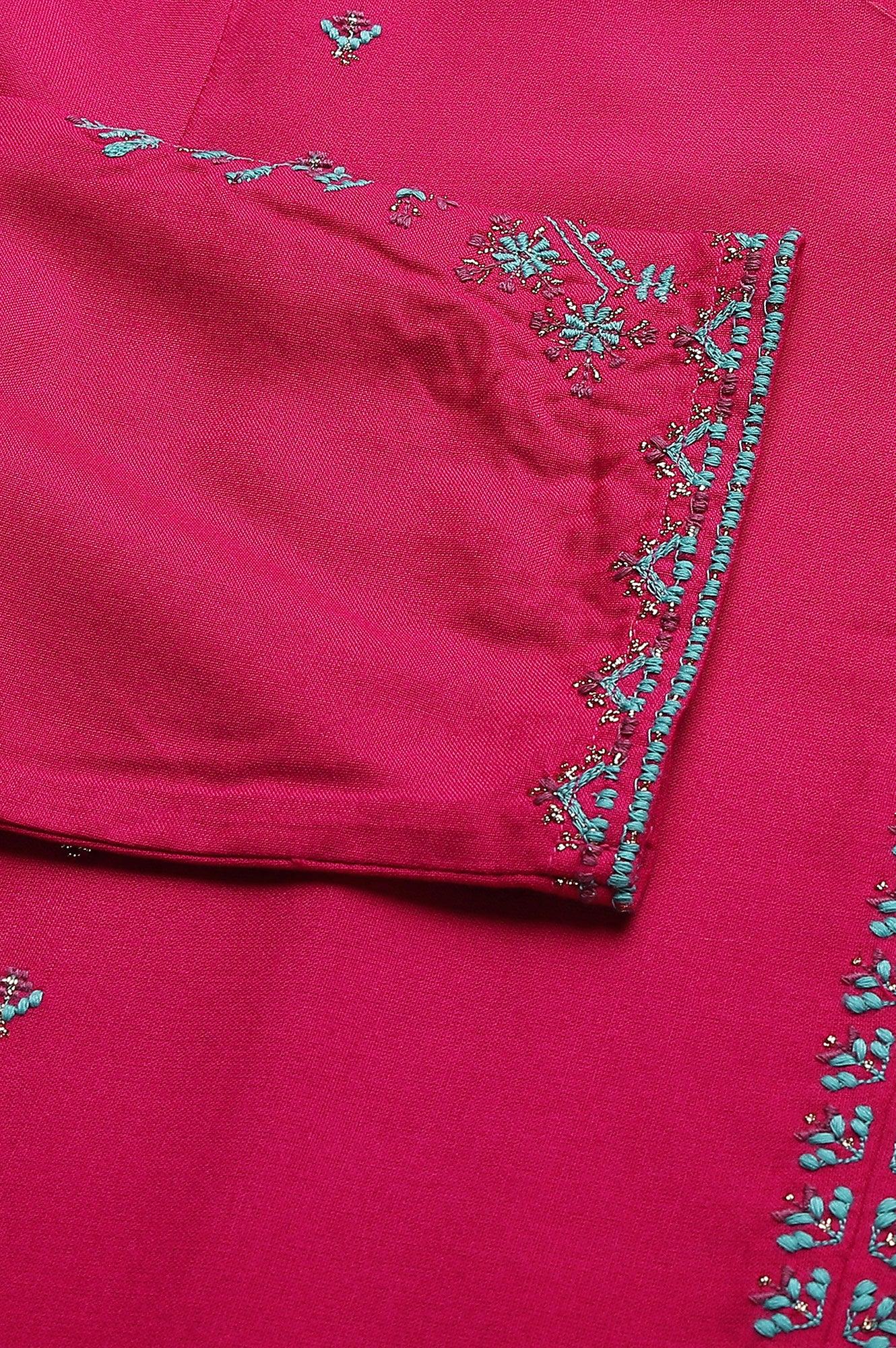 W for Woman Dark Pink Embroidered A-Line kurta