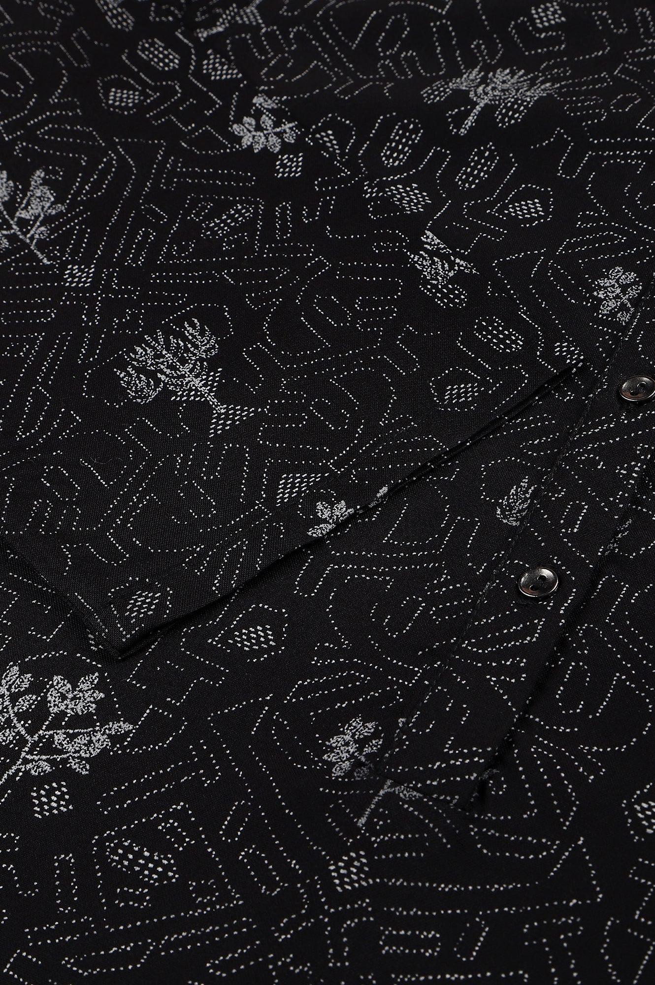 W for Woman Black Floral Print kurta With Shoulder Panels