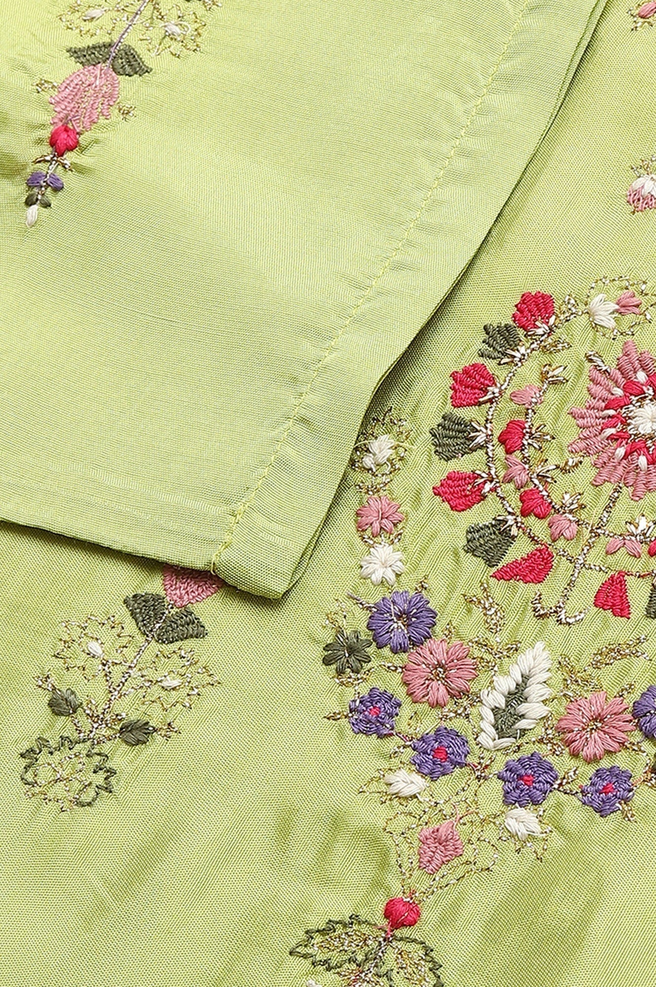 W for Woman Green Embroidered A-Line kurta