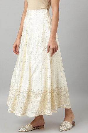 W for Woman White Printed Festive Skirt  Grab2Buy WforWoman Grab2Buy