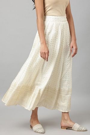 W for Woman White Printed Festive Skirt  Grab2Buy WforWoman Grab2Buy