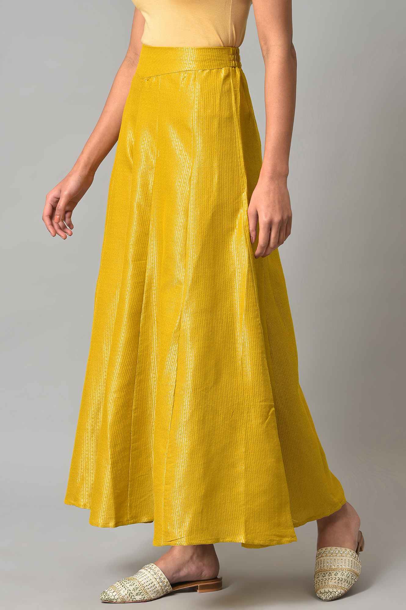 W for Woman Yellow Jacquard Festive Culottes  Grab2Buy WforWoman Grab2Buy