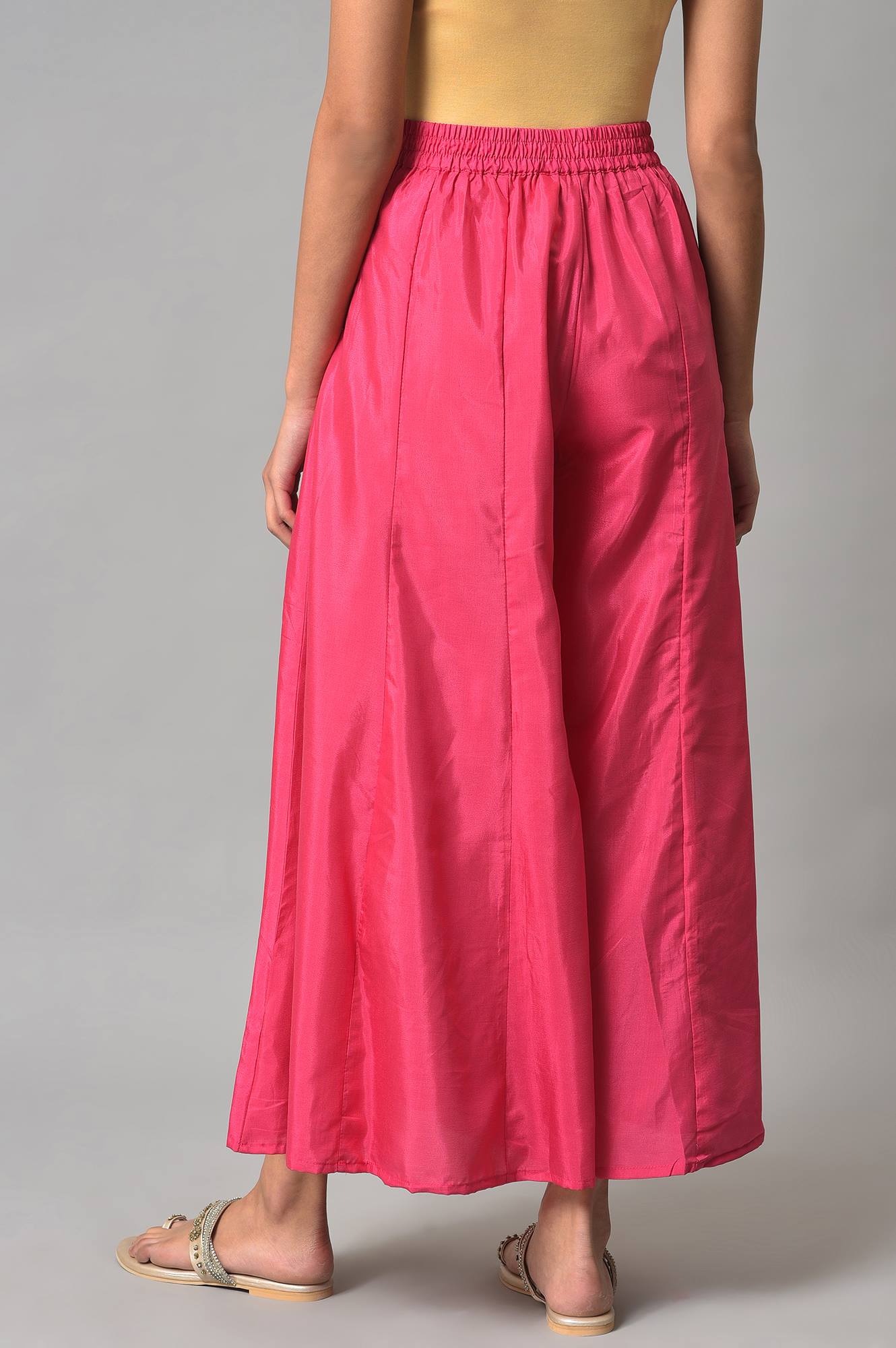 W for Woman Dark Pink Poly Shantung Festive Culottes