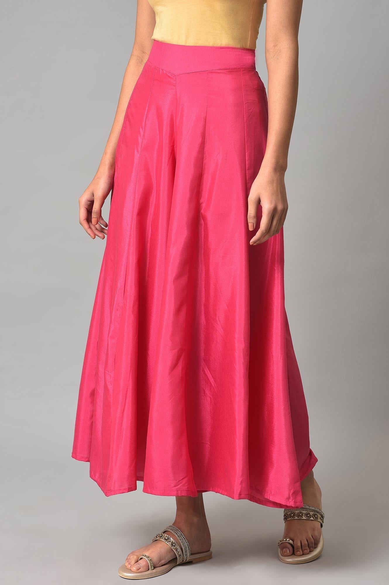 W for Woman Dark Pink Poly Shantung Festive Culottes