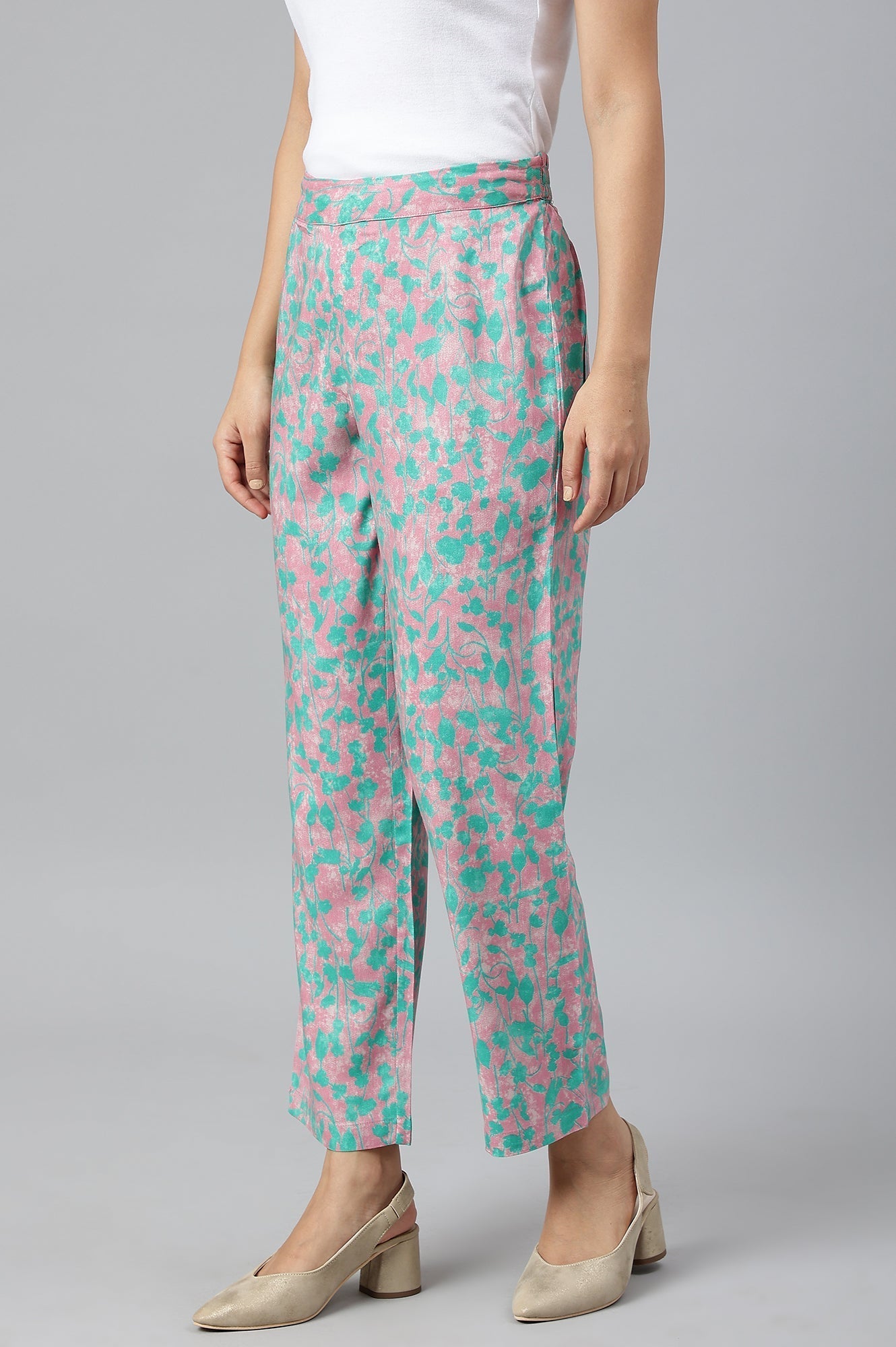 W for Woman Light Purple Floral Printed Parallel Pants
