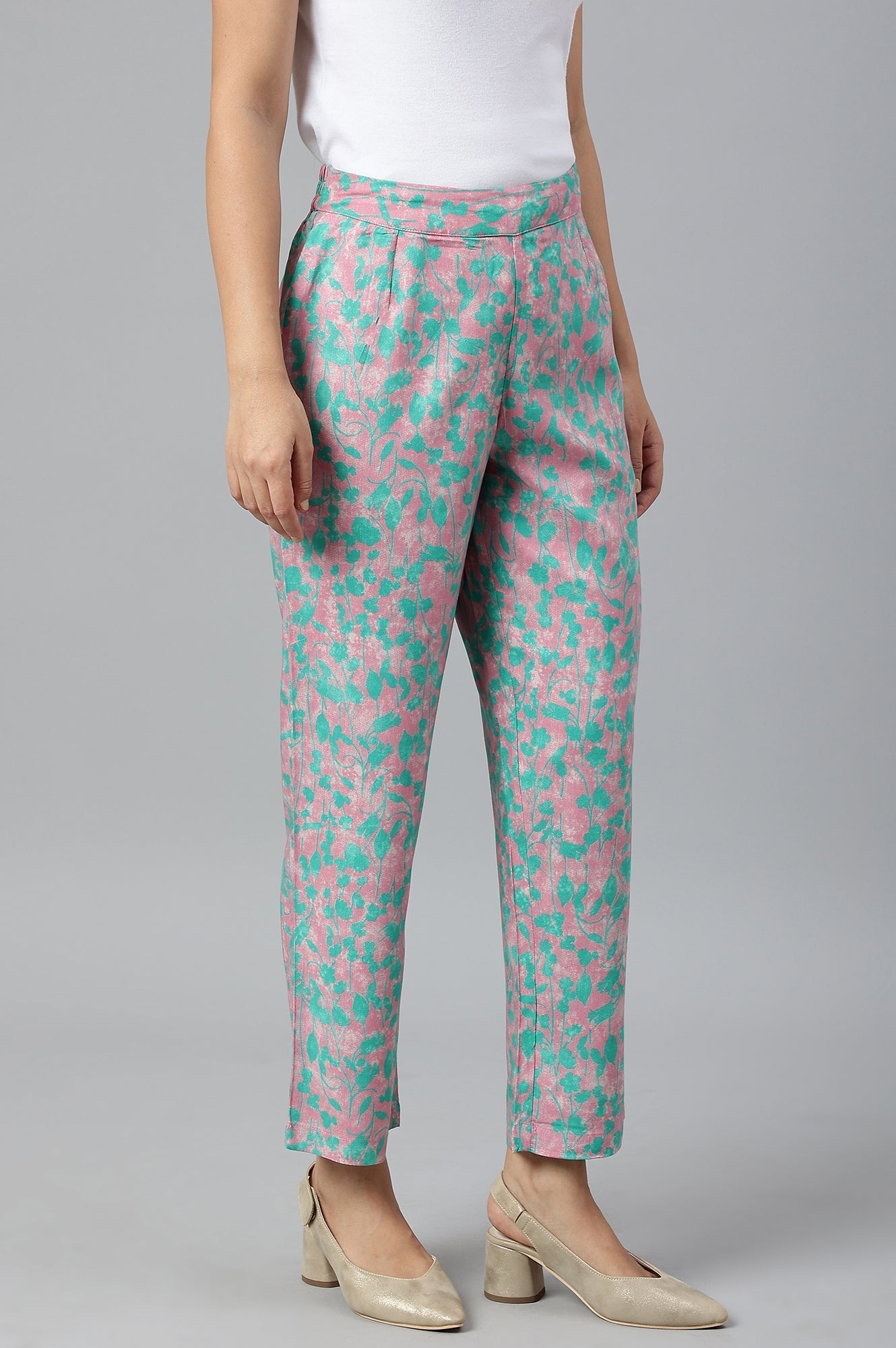 W for Woman Light Purple Floral Printed Parallel Pants