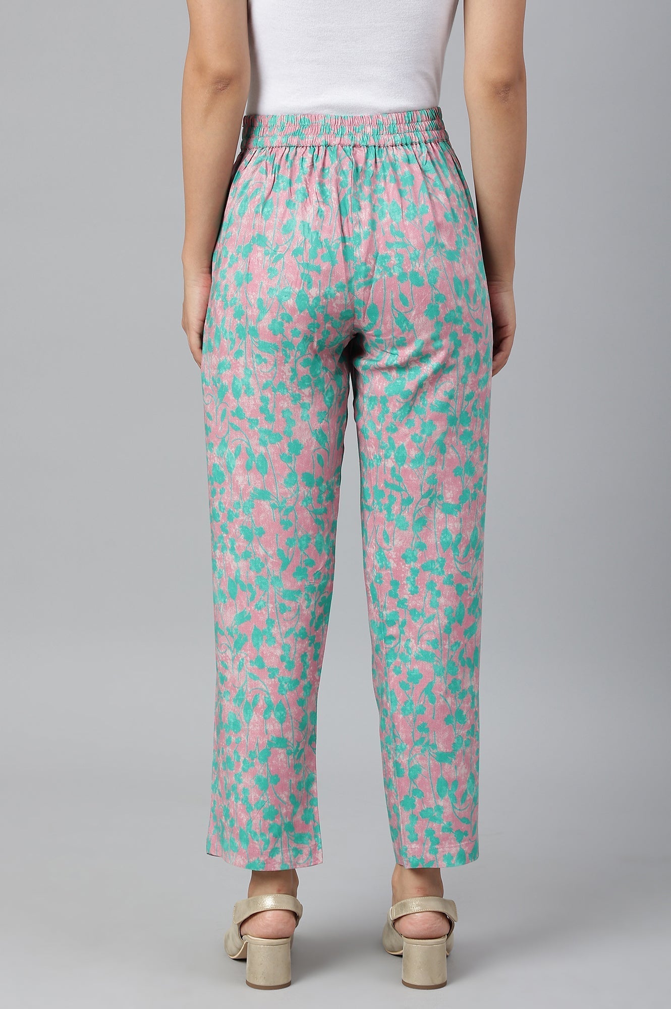 W for Woman Light Purple Floral Printed Parallel Pants