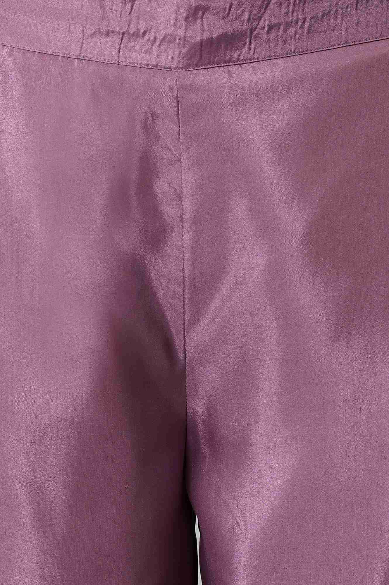W for Woman Purple Shantung Straight Parallel Pants
