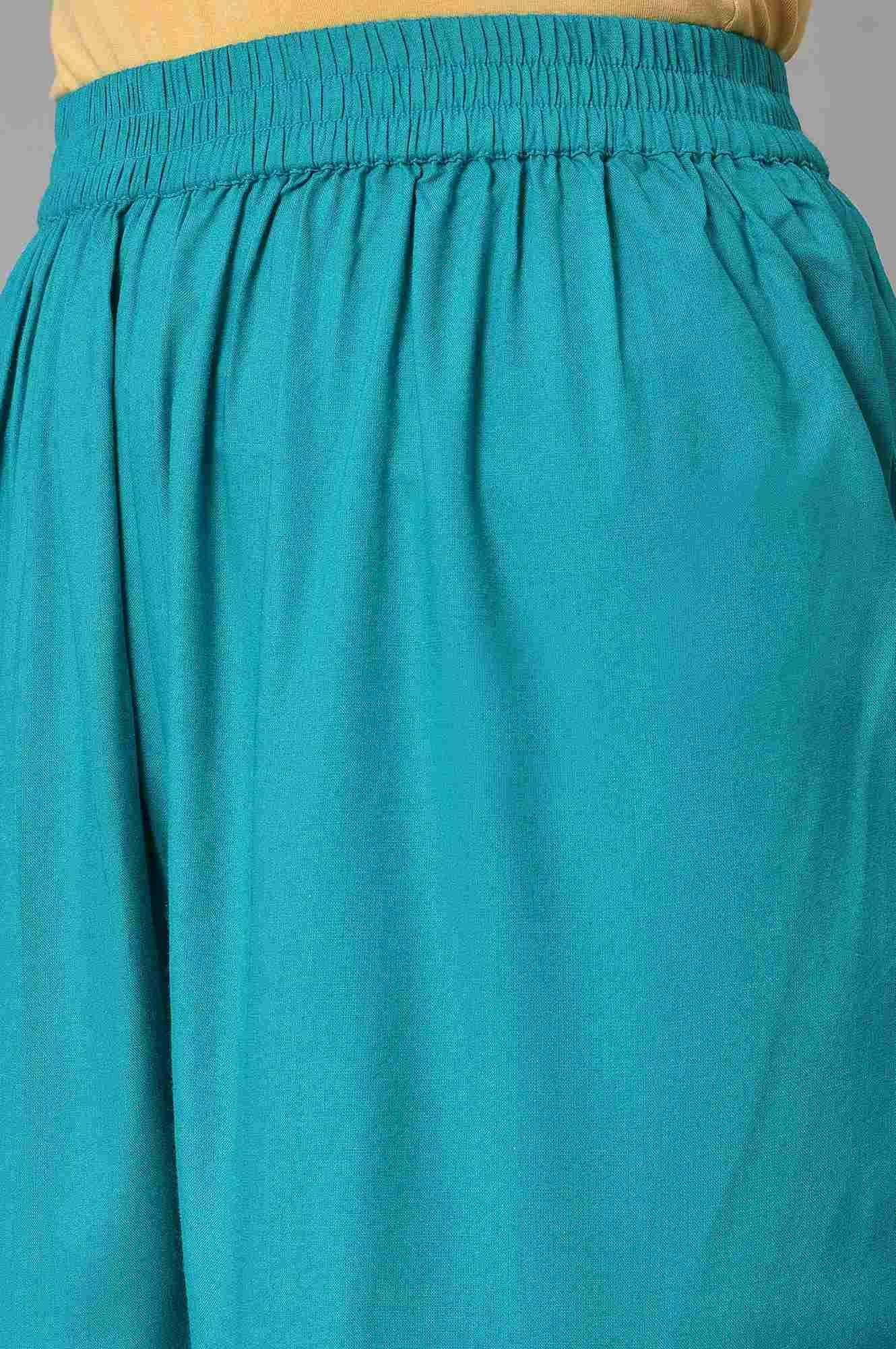 W for Woman Teal Blue Festive kurta With Sharara And Orange Mesh Dupatta