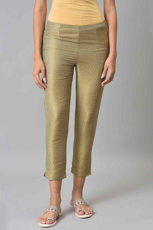 W for Woman Gold Jacquard Slim Pants