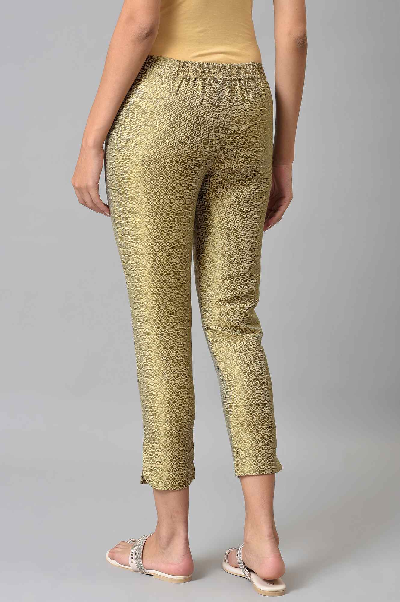 W for Woman Gold Jacquard Slim Pants