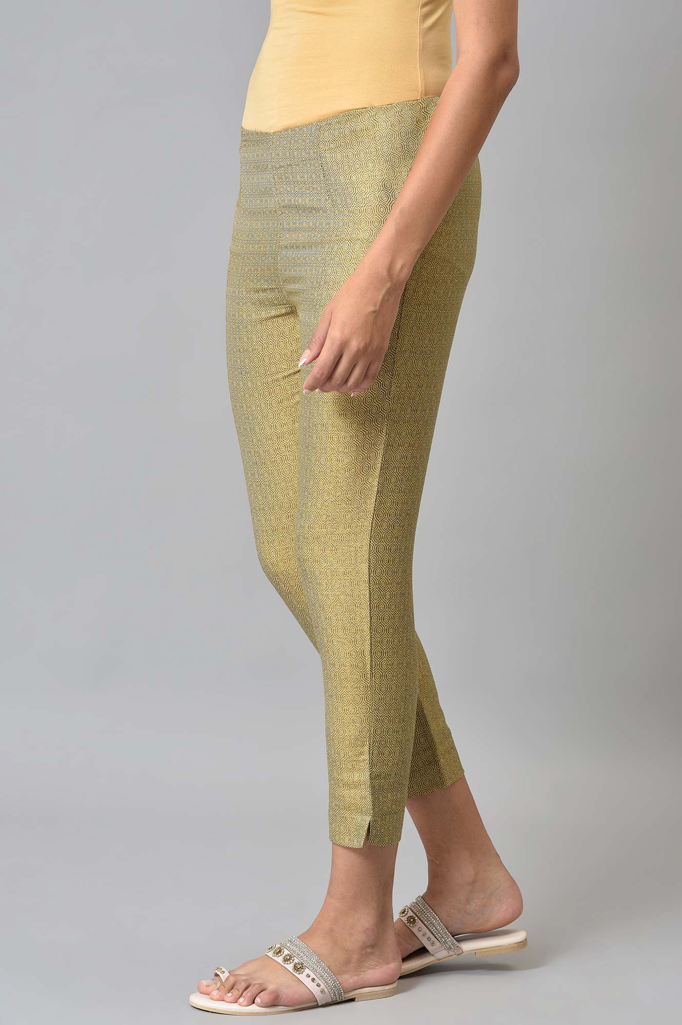 W for Woman Gold Jacquard Slim Pants