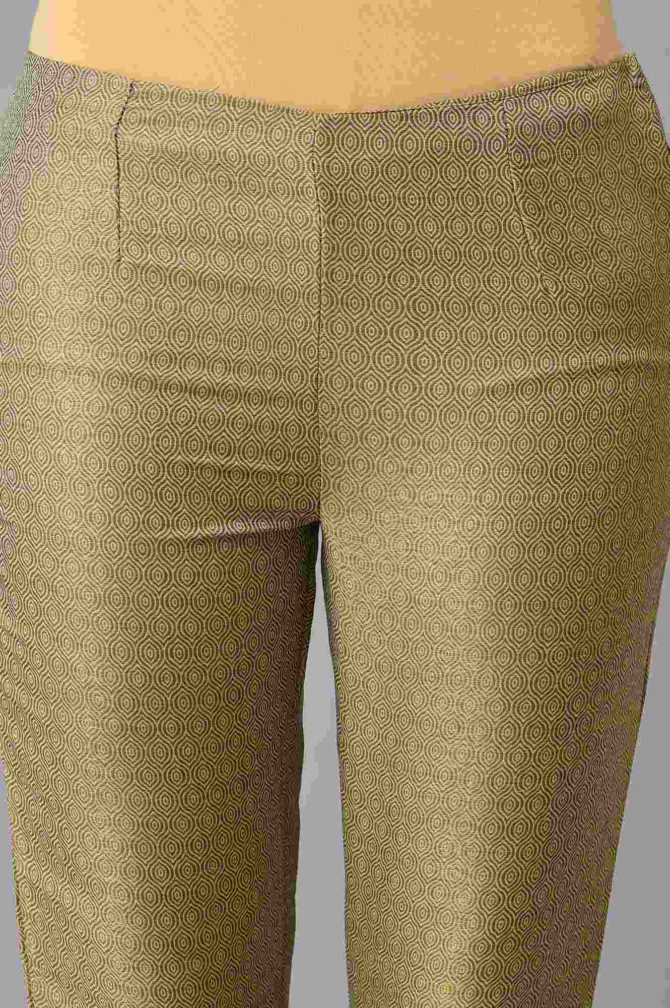 W for Woman Gold Jacquard Slim Pants