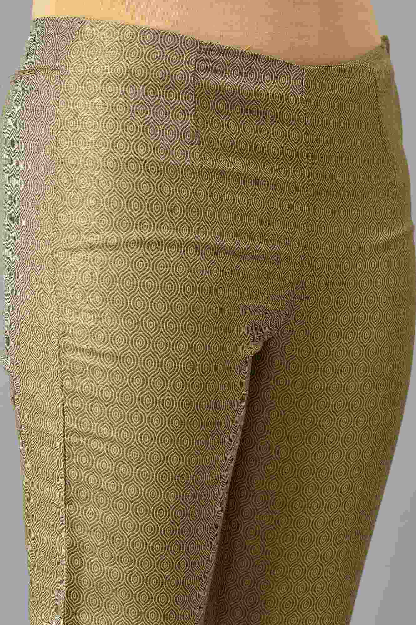 W for Woman Gold Jacquard Slim Pants