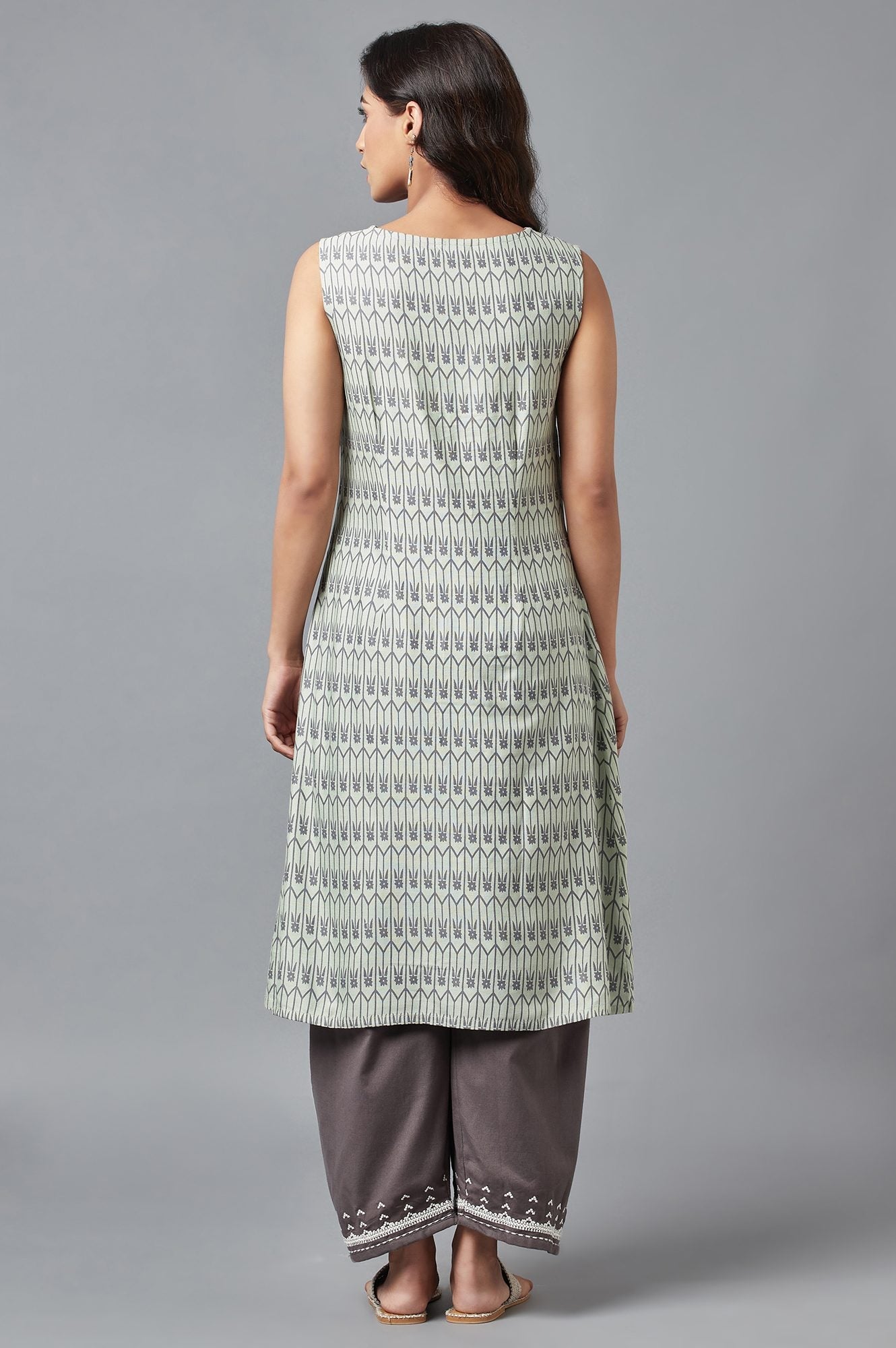 W for Woman Pistachio Green Printed kurta