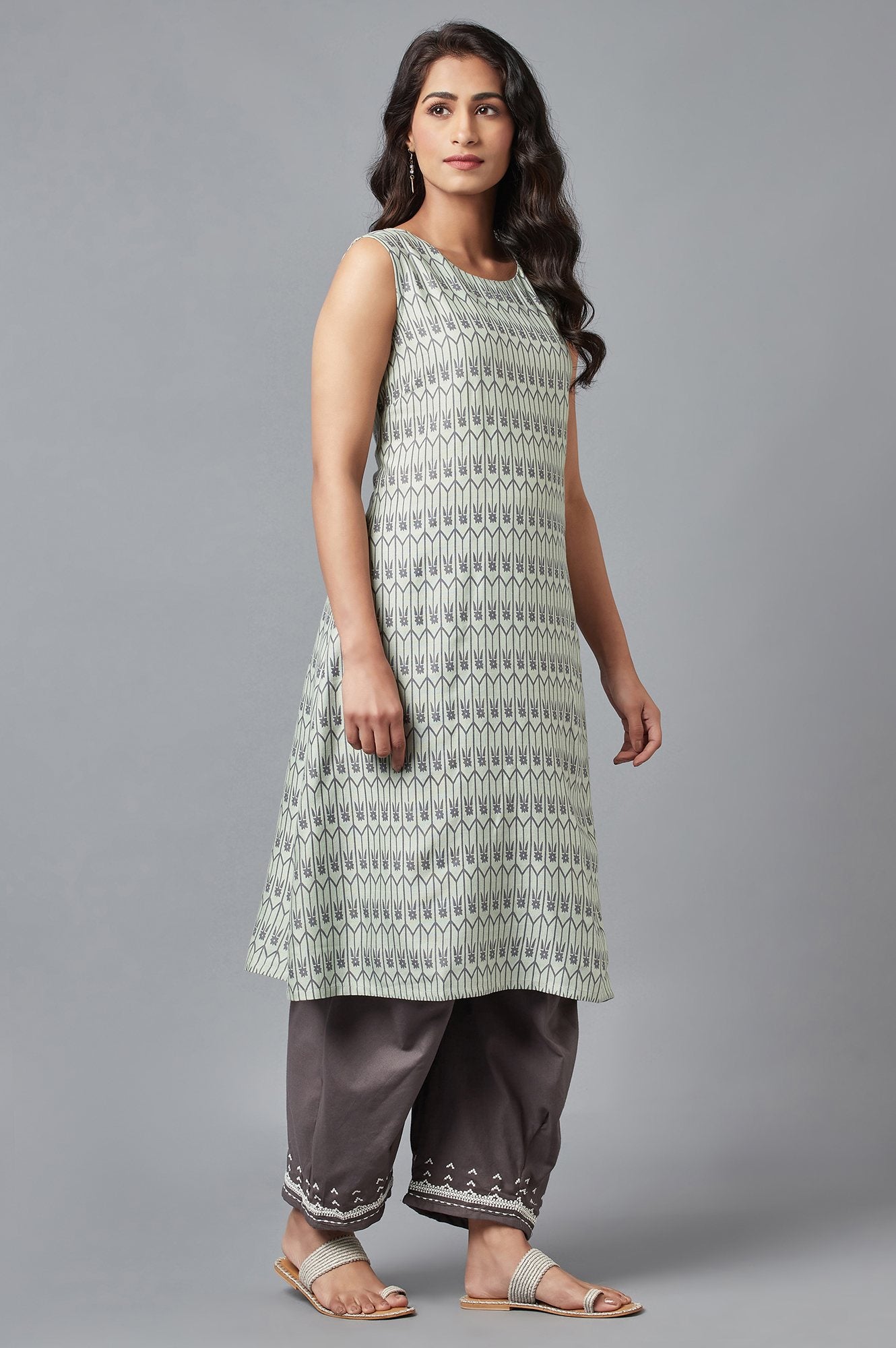 W for Woman Pistachio Green Printed kurta