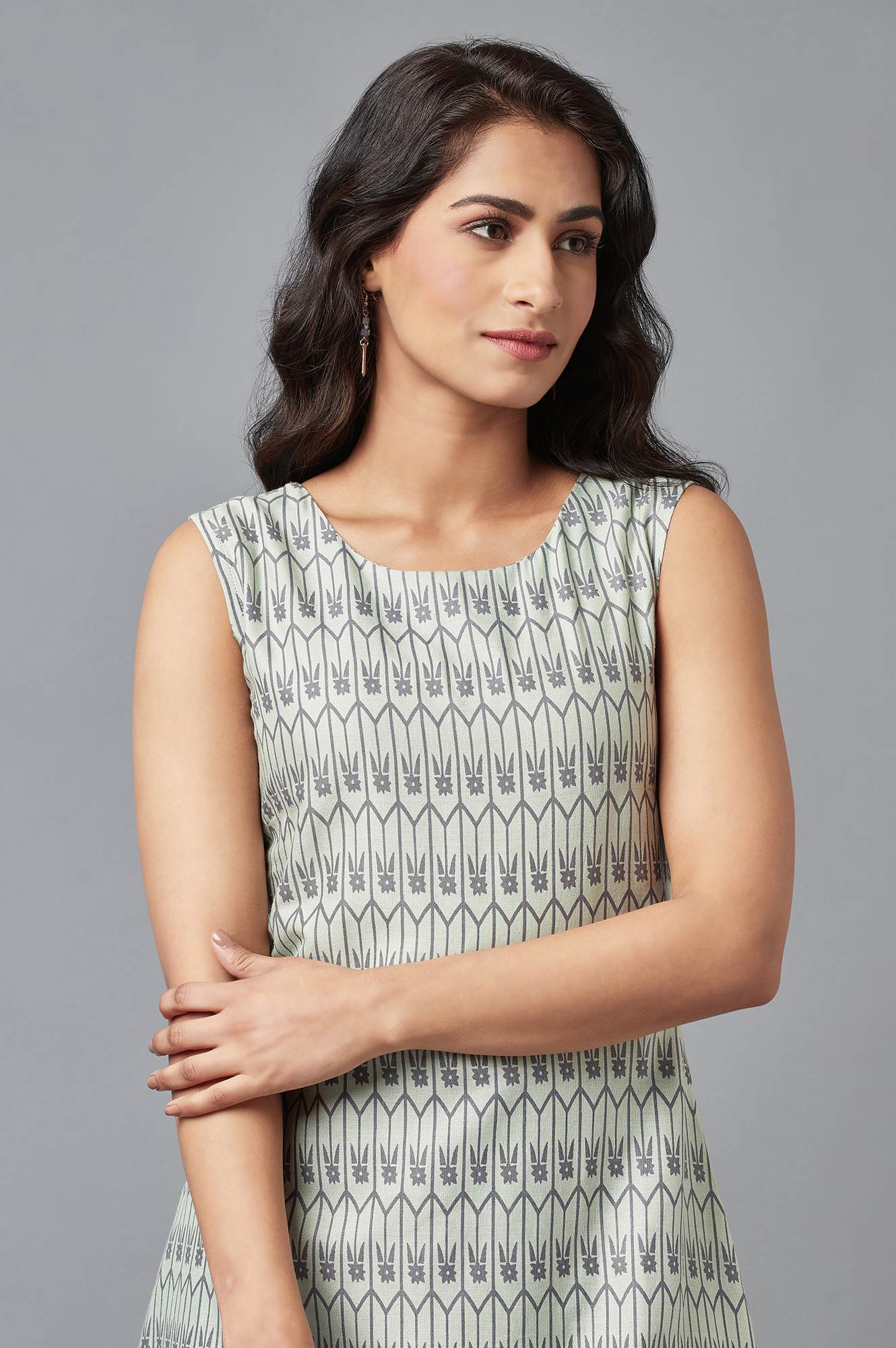 W for Woman Pistachio Green Printed kurta