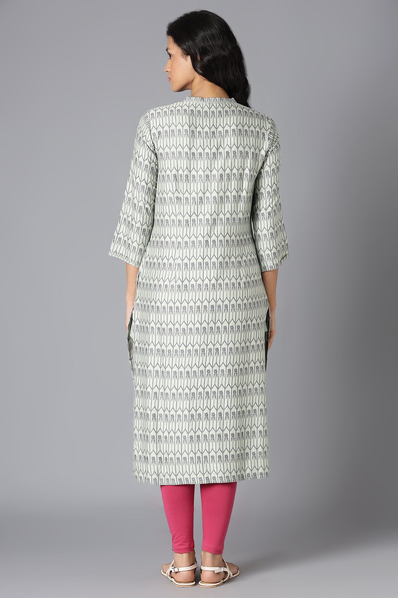 W for Woman Pistachio Green Printed kurta