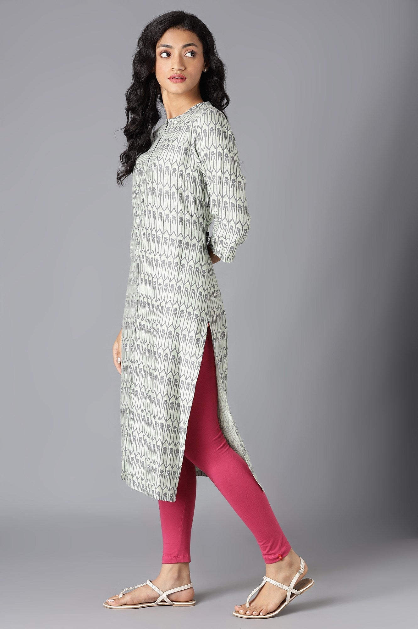 W for Woman Pistachio Green Printed kurta
