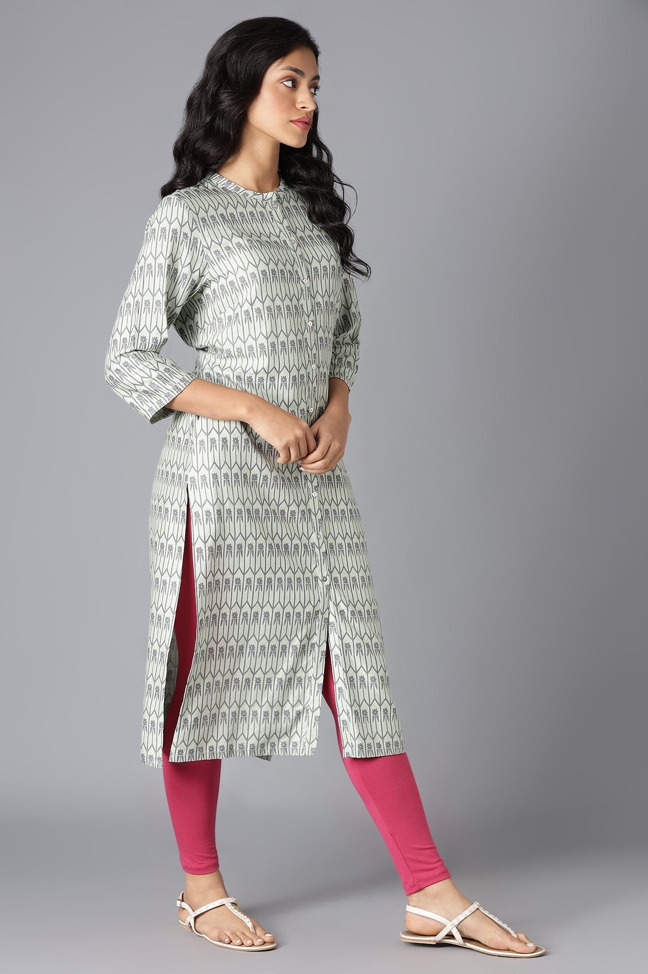 W for Woman Pistachio Green Printed kurta