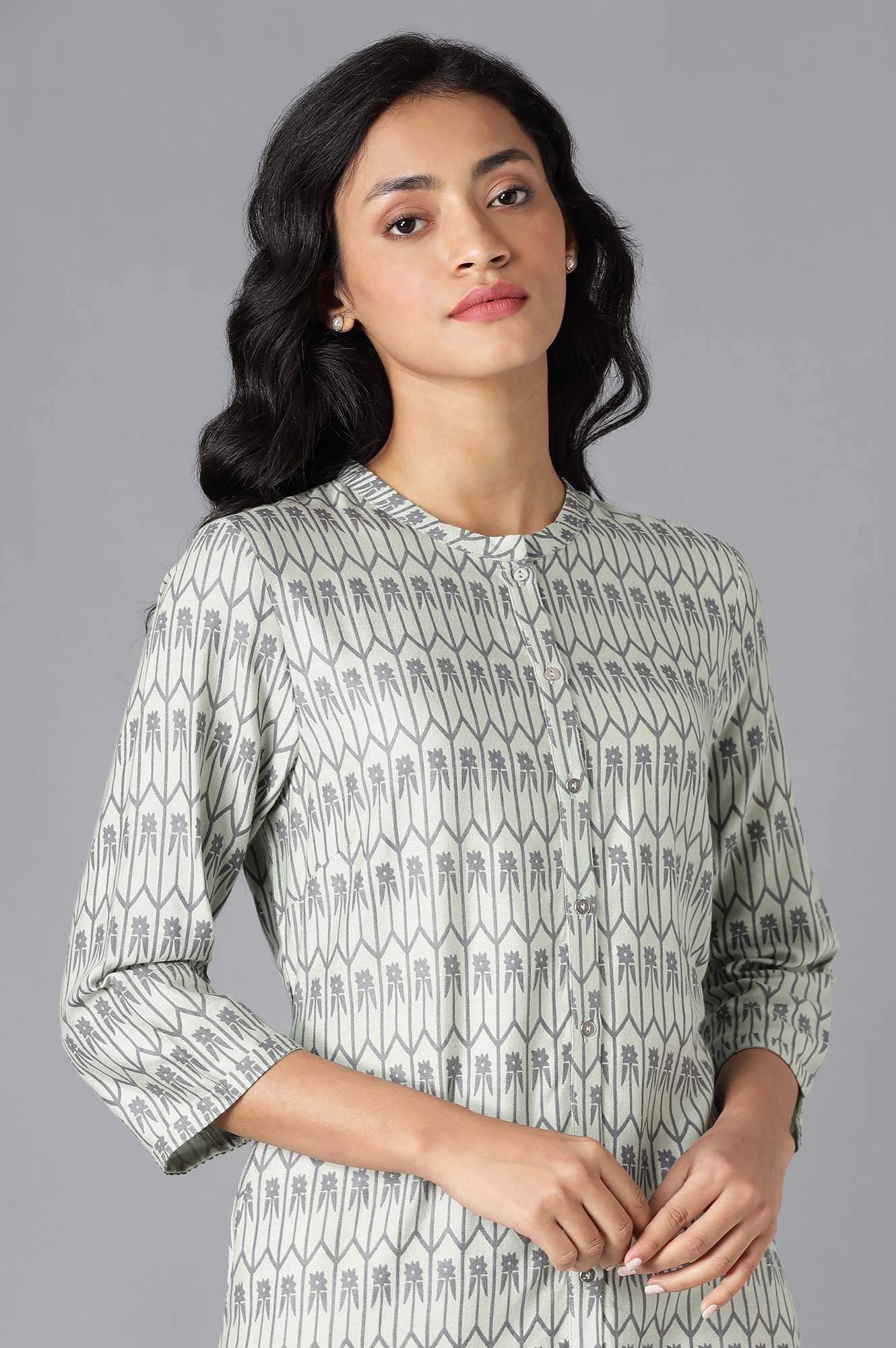 W for Woman Pistachio Green Printed kurta