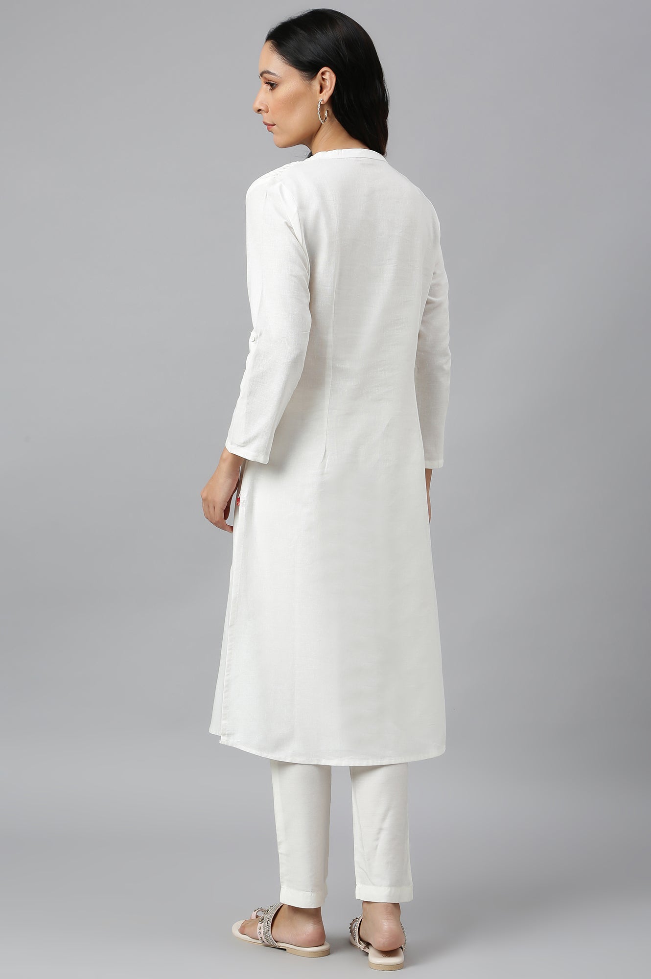 W for Woman Ecru Half Placket Shirt Kurta
