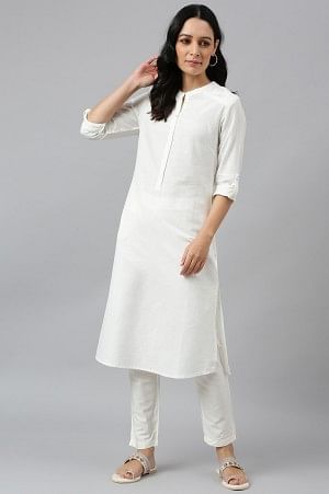 W for Woman Ecru Half Placket Shirt kurta