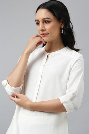W for Woman Ecru Half Placket Shirt kurta