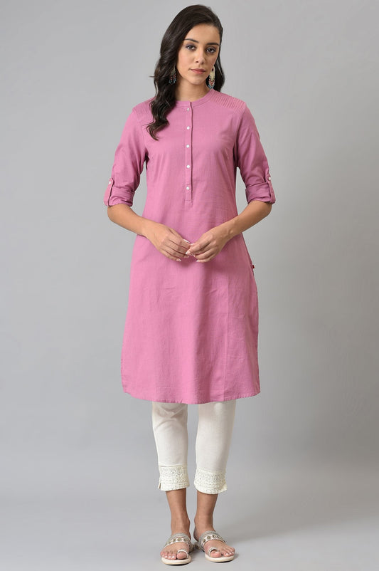 W for Woman Pink Half Placket Shirt kurta