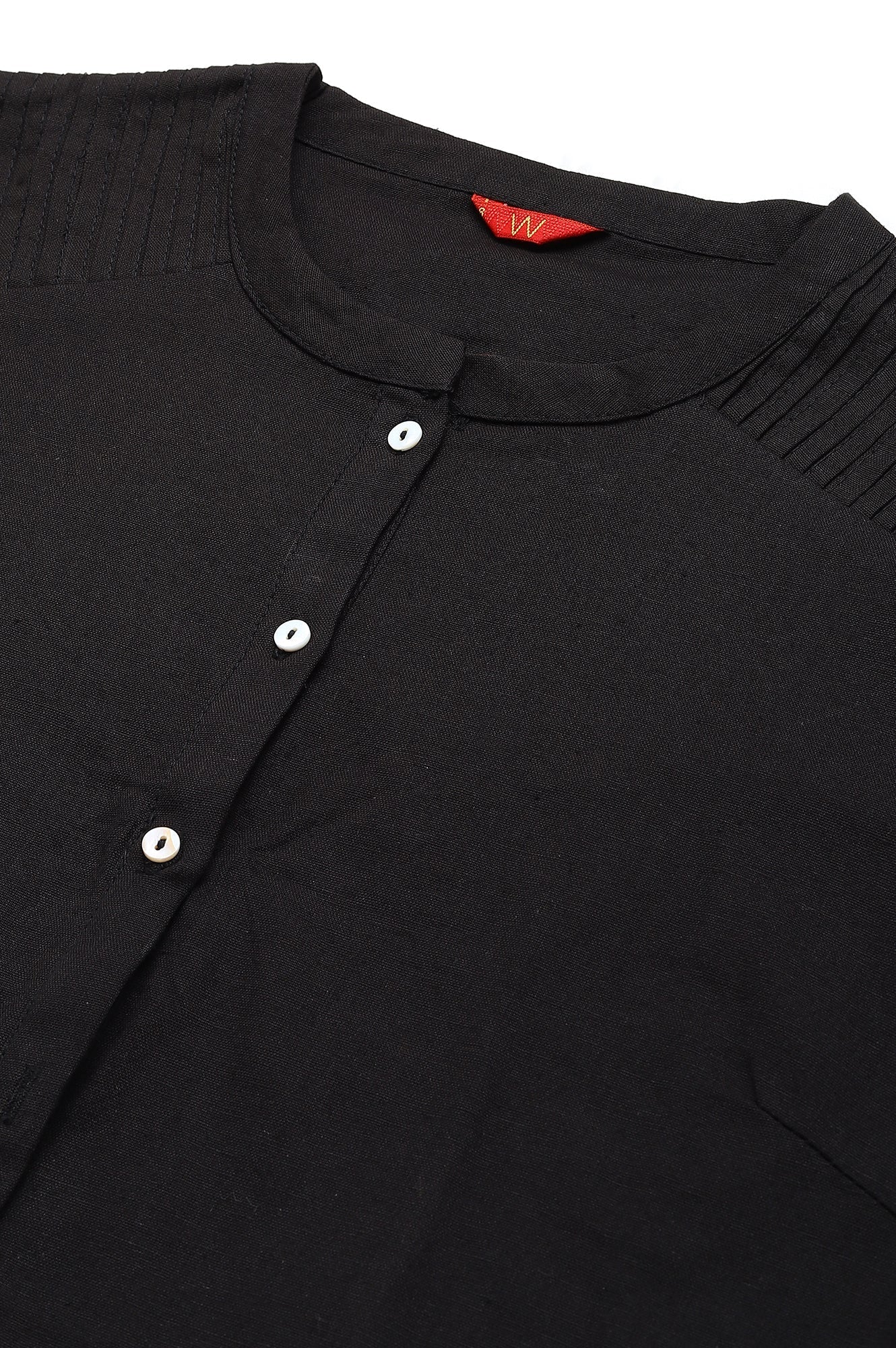 W for Woman Jet Black Half Placket Shirt kurta