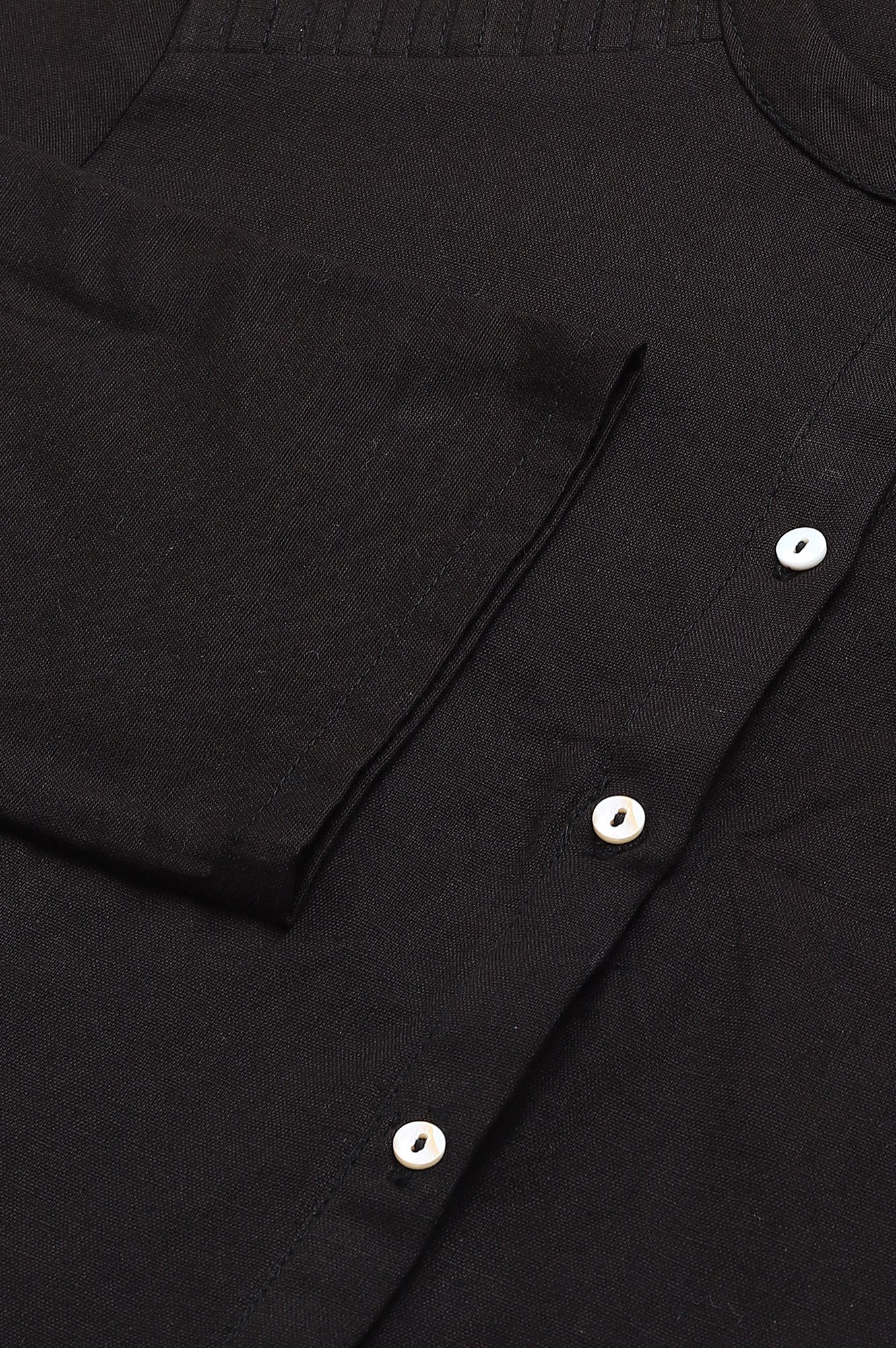 W for Woman Jet Black Half Placket Shirt kurta