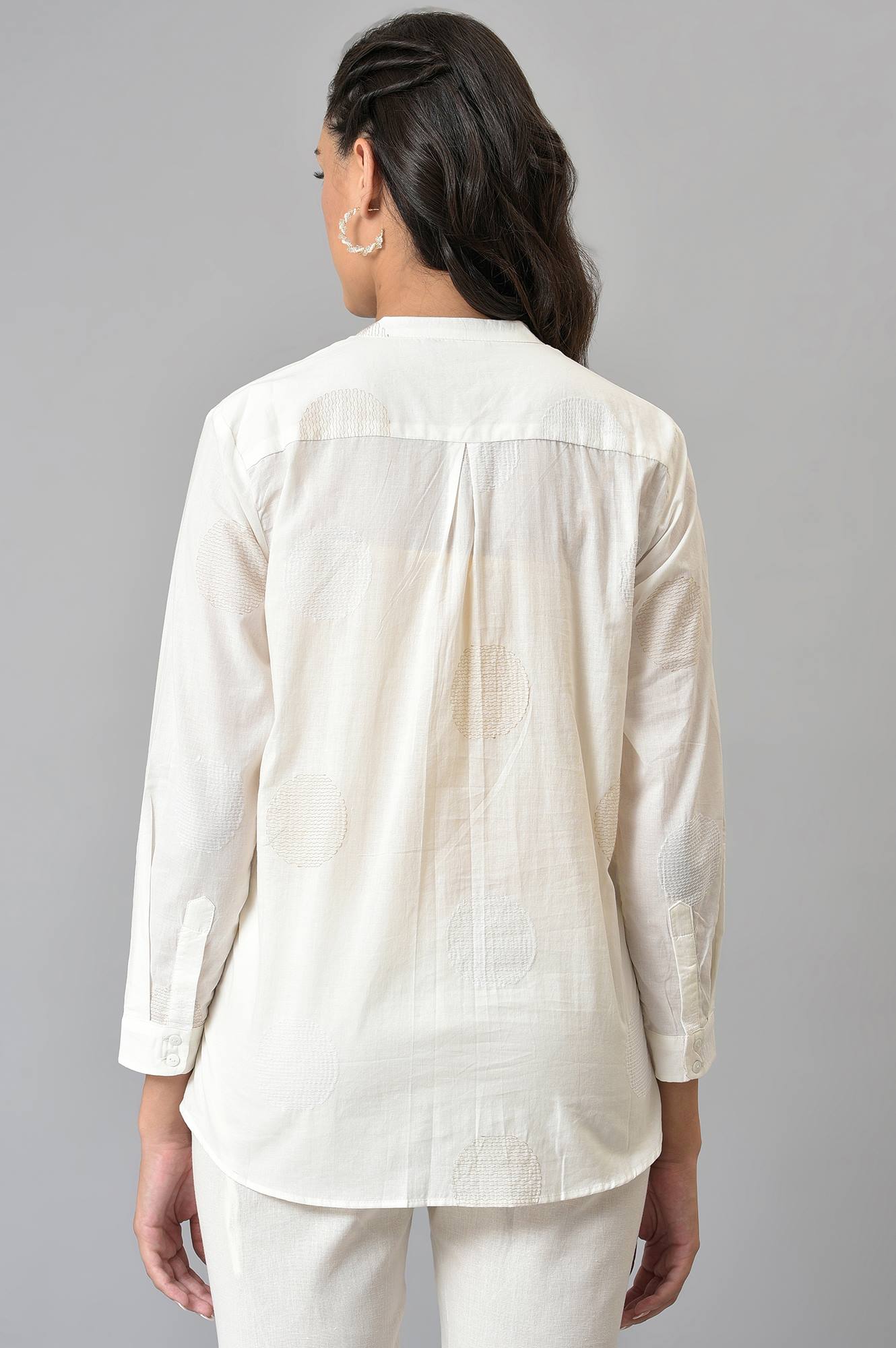 W for Woman White Thread Embroidered Pure Cotton Shirt  Grab2Buy WforWoman Grab2Buy