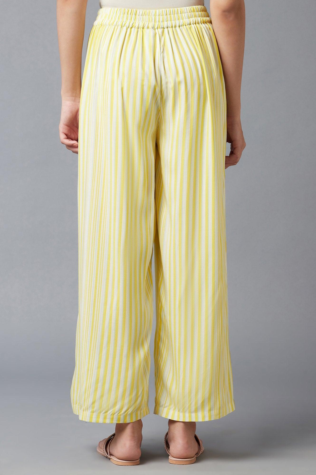 W for Woman Yellow Solid Parallel Pants  Grab2Buy WforWoman Grab2Buy