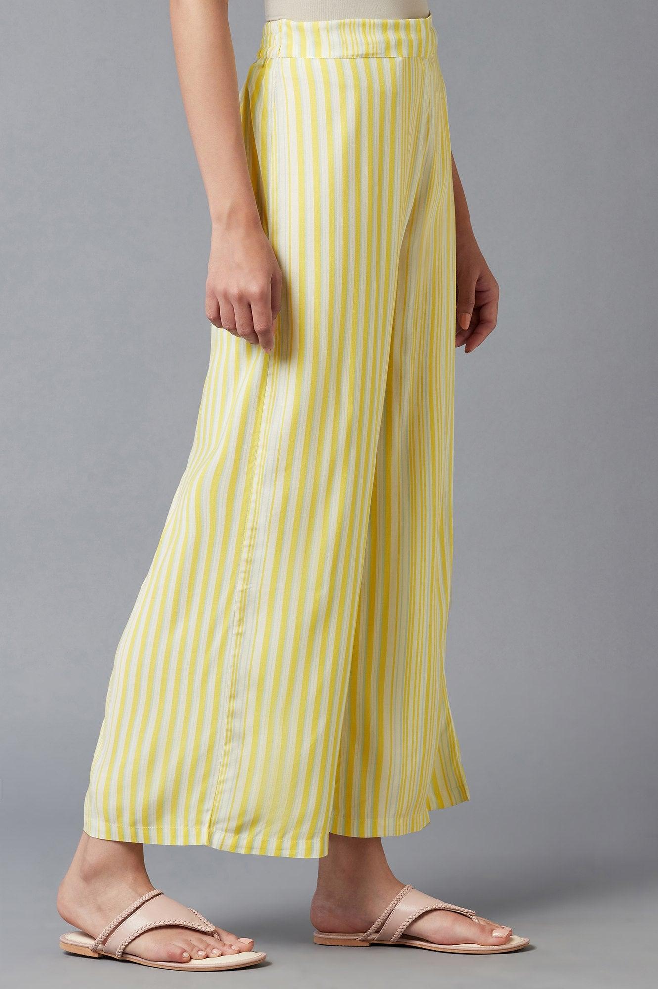W for Woman Yellow Solid Parallel Pants  Grab2Buy WforWoman Grab2Buy