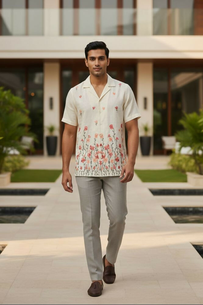 Meadow — Floral Embroidered Linen Shirt by Hilo Design