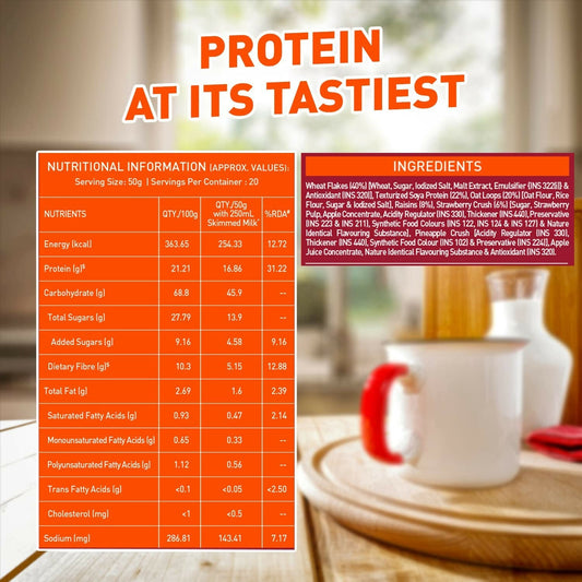 MuscleBlaze 16g High Protein Wheat Cereal - Strawberry Blast - Grab2buy