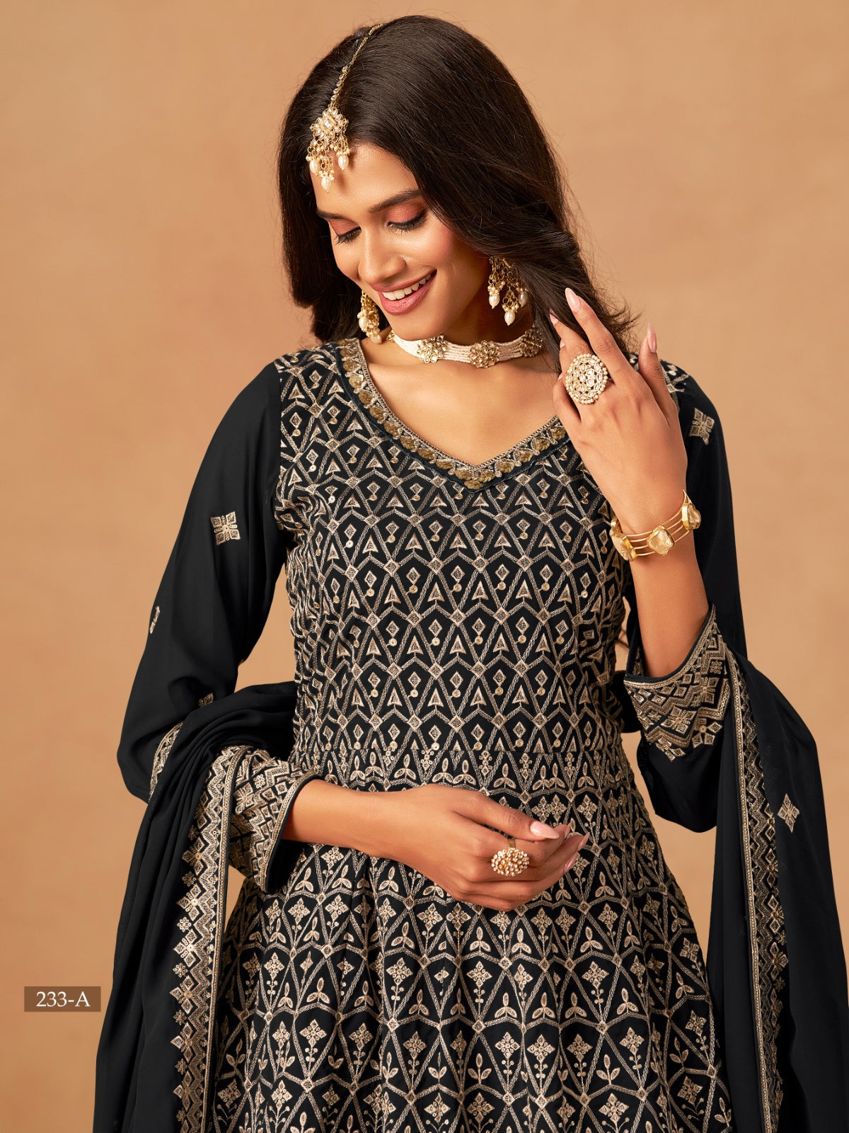 Anaita Black Faux Georgette Plazzo Suit With Heavy Embroidery Work