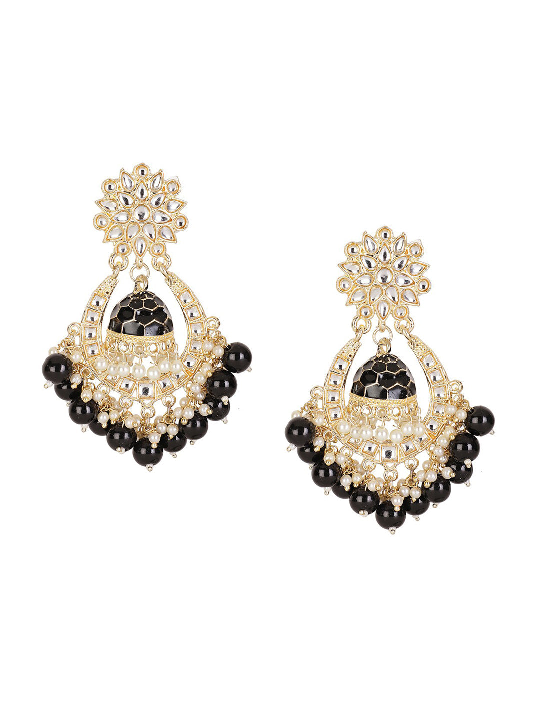 Shining Diva Black Classic Chandbalis Earrings - Grab2buy