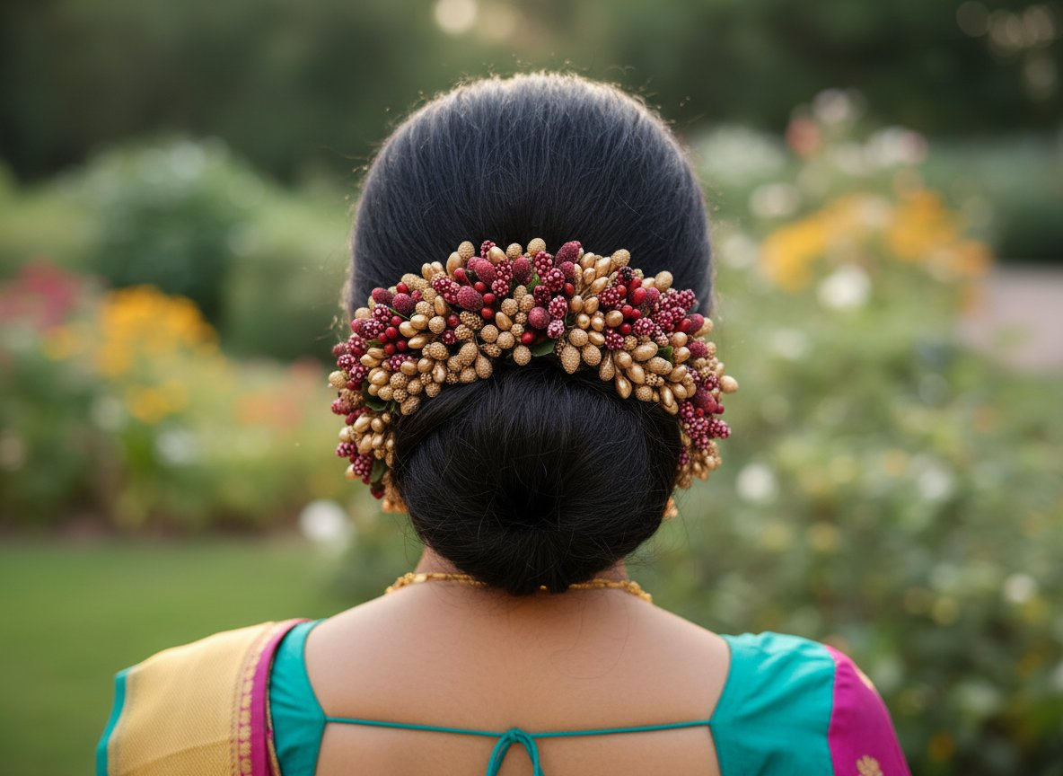 Gold & Maroon Bridal Hair Gajra  Grab2Buy Mokshi Collections Grab2Buy
