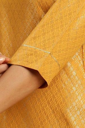 W for Woman Yellow Dobby Festive Embellished Kurta