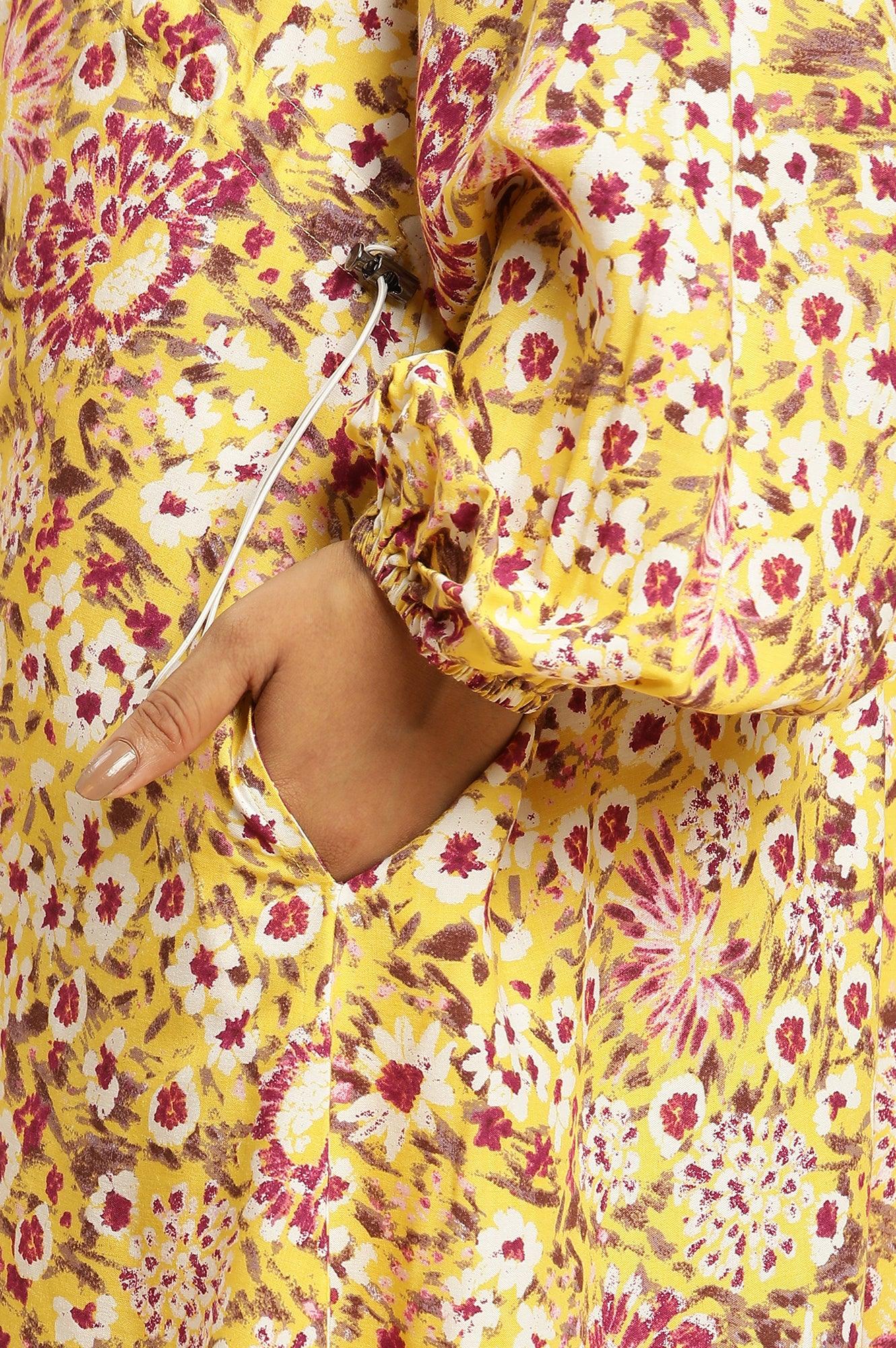W for Woman Yellow Floral Printed Flared Western Dress  Grab2Buy WforWoman Grab2Buy