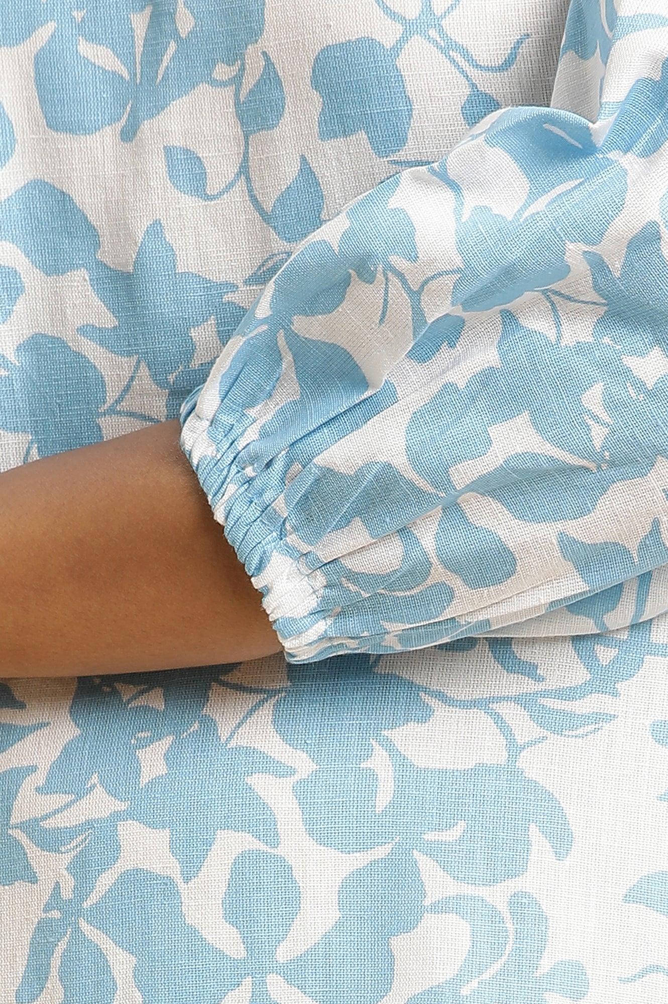 W for Woman White And Blue Floral Printed Flared Long Dress  Grab2Buy WforWoman Grab2Buy